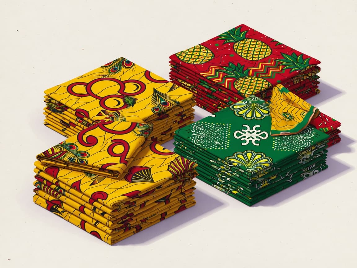 Colourful folded Ankara fabric